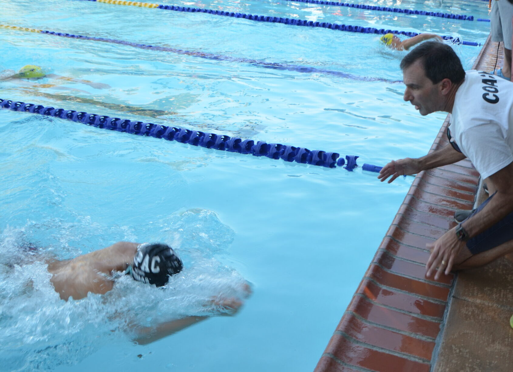 Two girls at swim practice